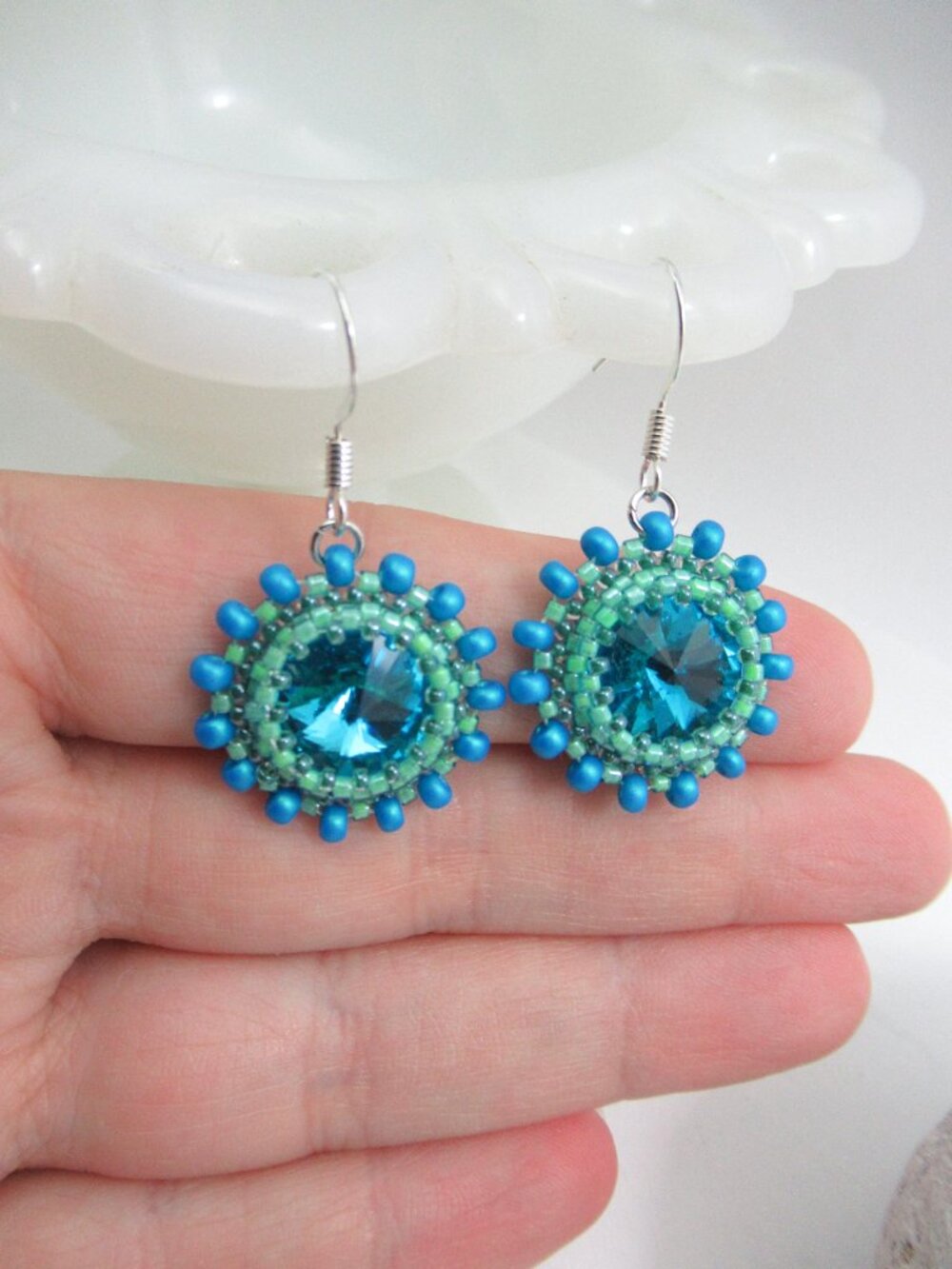 Blue Rivoli earrings - Picture 4 of 9